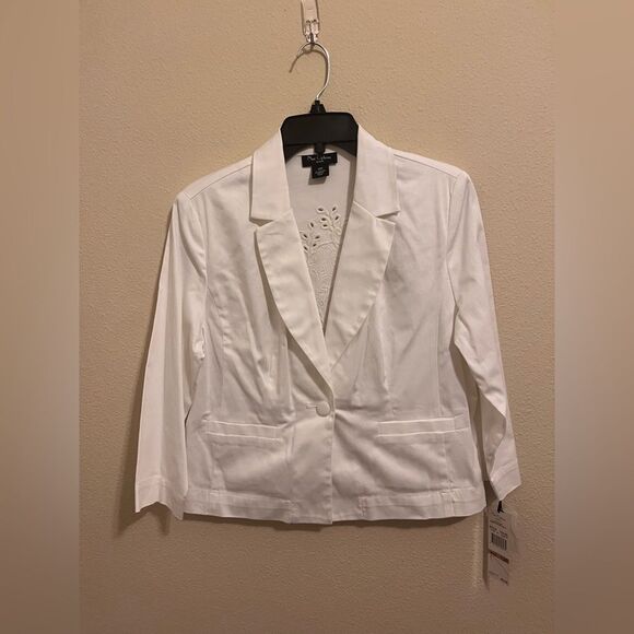 Nue Options Jackets & Blazers - Nue Options White Embroidered Blazer